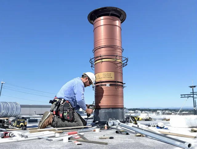 Installed chimney liner by Oxford Chimney Sweep in Oxford, CT
