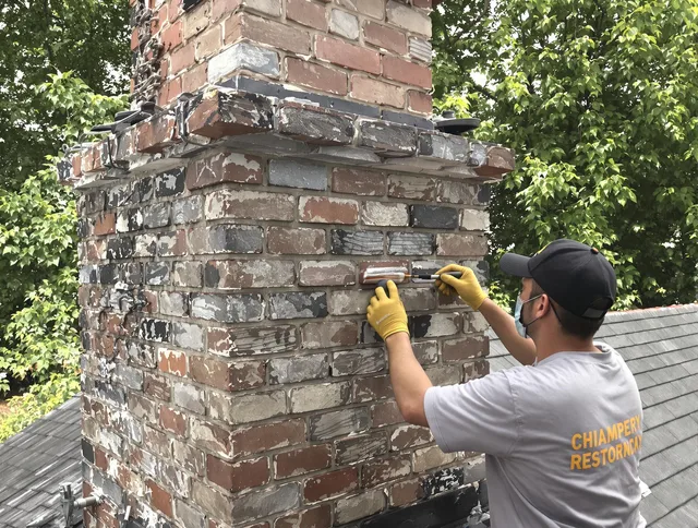 In-progress chimney restoration by Oxford Chimney Sweep in Oxford, CT