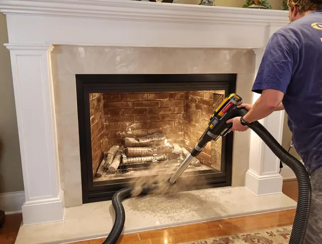 Fireplace cleaning performed by Oxford Chimney Sweep in Oxford, CT