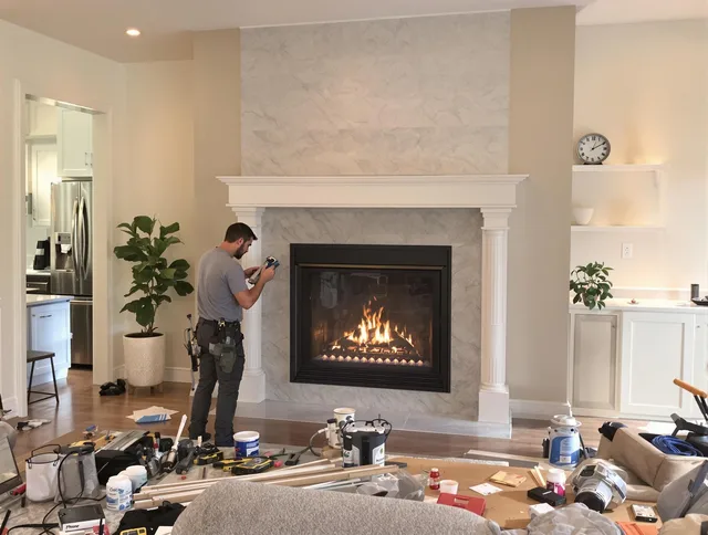 Newly installed fireplace by Oxford Chimney Sweep in Oxford, CT
